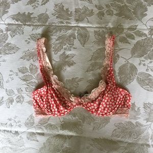 Unlined, Polka dot, plunge bra 32c